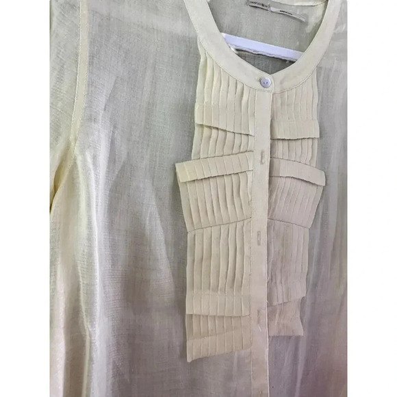 Max Studio Women's Ramie Cream Long Sleeves Button Down Shirt Size Large - Picture 7 of 8